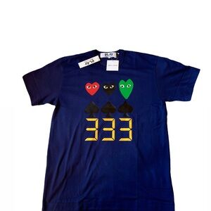 Blue Short Sleeve Tee with Graphic Design